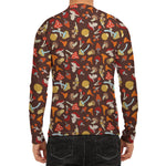 Cartoon Mushroom Pattern Print Men's Long Sleeve Rash Guard
