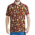 Cartoon Mushroom Pattern Print Men's Polo Shirt