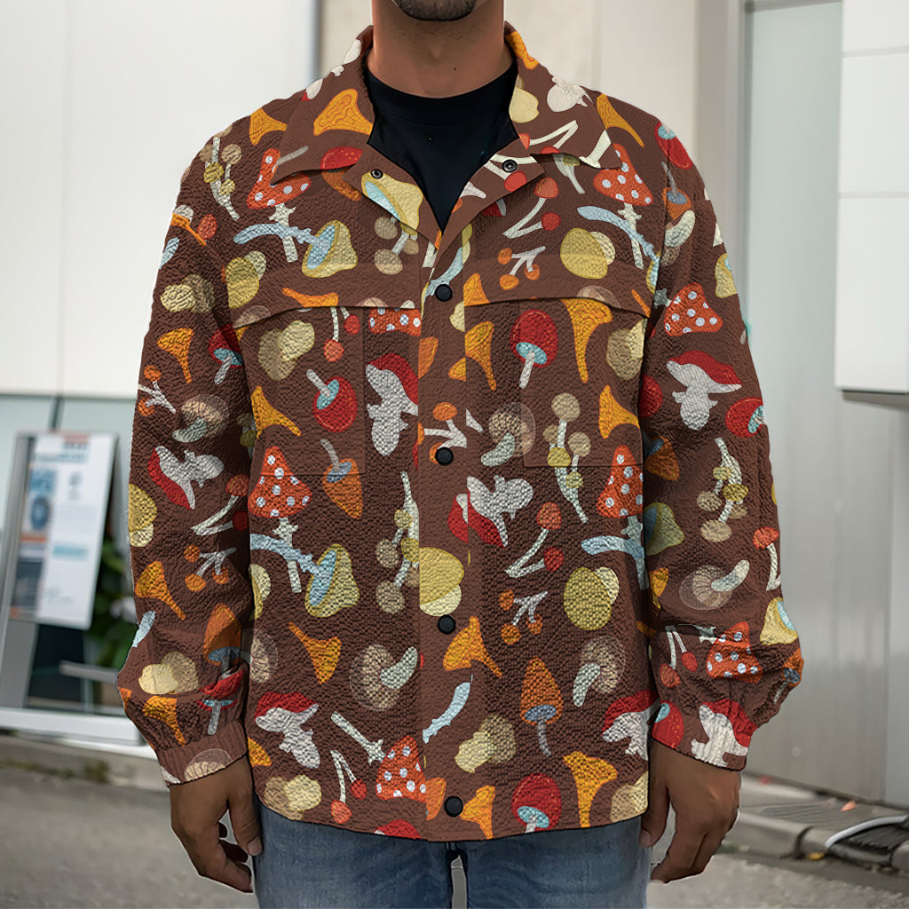 Cartoon Mushroom Pattern Print Men's Shirt Jacket