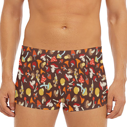 Cartoon Mushroom Pattern Print Men's Short Boxer Briefs