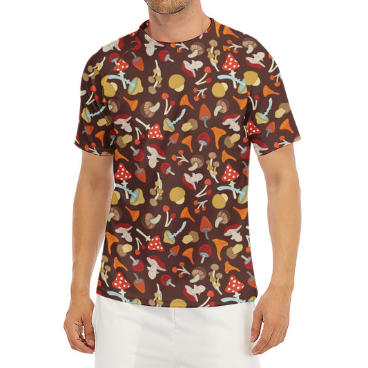 Cartoon Mushroom Pattern Print Men's Short Sleeve Rash Guard