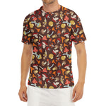 Cartoon Mushroom Pattern Print Men's Short Sleeve Rash Guard