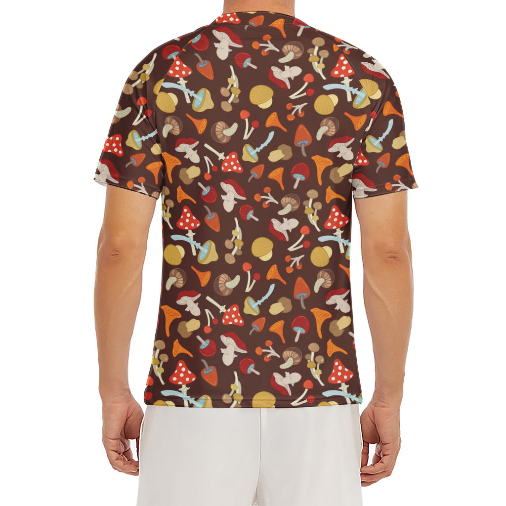 Cartoon Mushroom Pattern Print Men's Short Sleeve Rash Guard