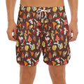 Cartoon Mushroom Pattern Print Men's Split Running Shorts