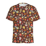 Cartoon Mushroom Pattern Print Men's Sports T-Shirt