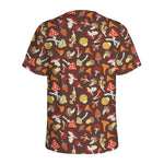 Cartoon Mushroom Pattern Print Men's Sports T-Shirt