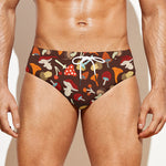 Cartoon Mushroom Pattern Print Men's Swim Briefs