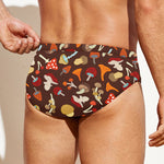 Cartoon Mushroom Pattern Print Men's Swim Briefs