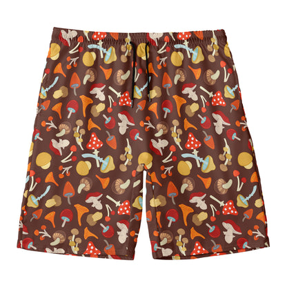 Cartoon Mushroom Pattern Print Men's Swim Trunks