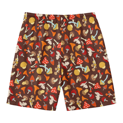 Cartoon Mushroom Pattern Print Men's Swim Trunks