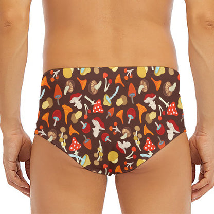Cartoon Mushroom Pattern Print Men's Triangle Swim Briefs