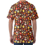 Cartoon Mushroom Pattern Print Men's Velvet T-Shirt