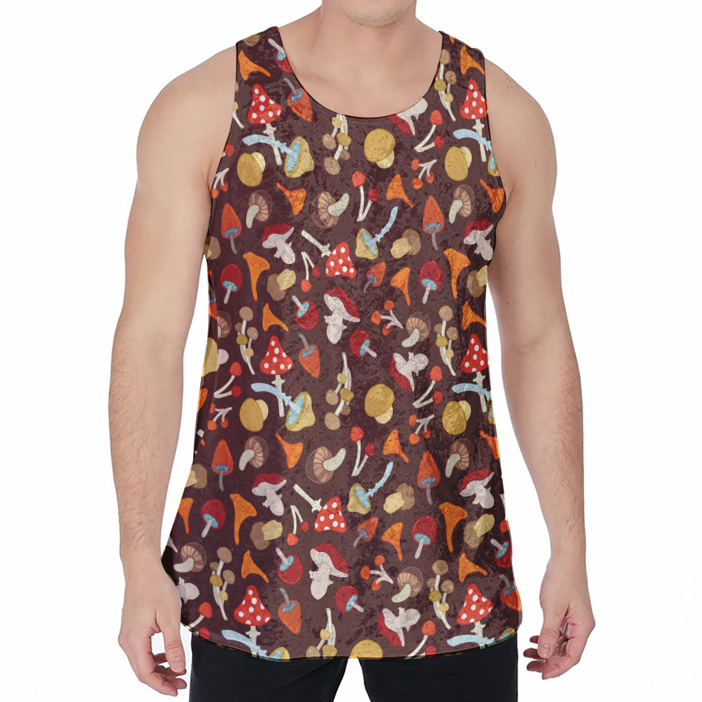 Cartoon Mushroom Pattern Print Men's Velvet Tank Top