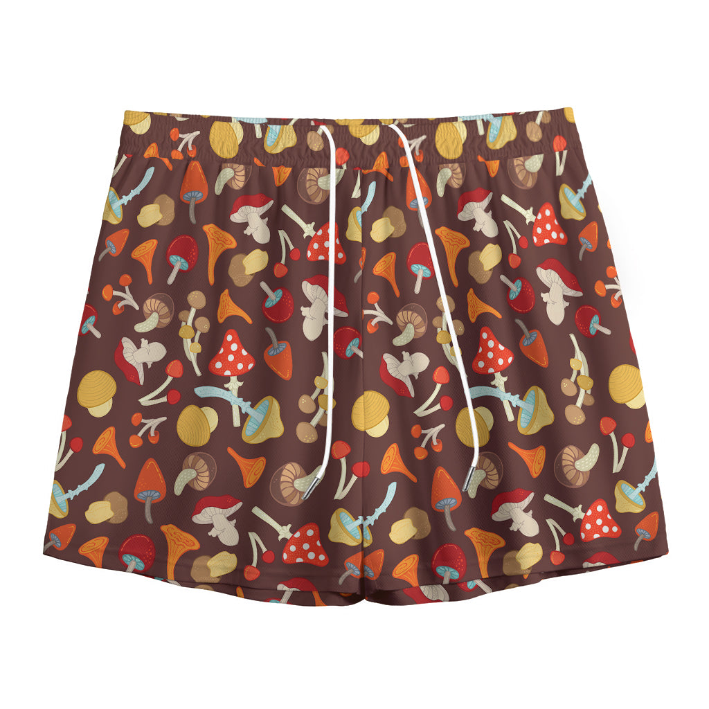 Cartoon Mushroom Pattern Print Mesh Shorts