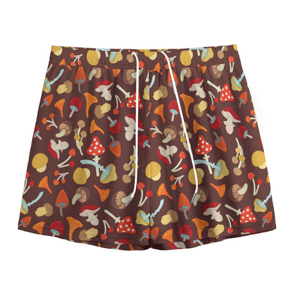 Cartoon Mushroom Pattern Print Mesh Shorts