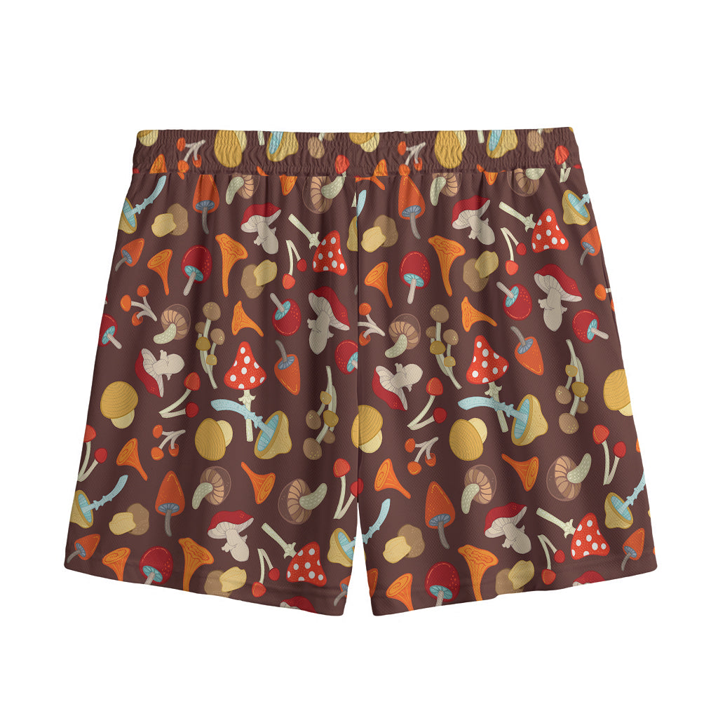 Cartoon Mushroom Pattern Print Mesh Shorts