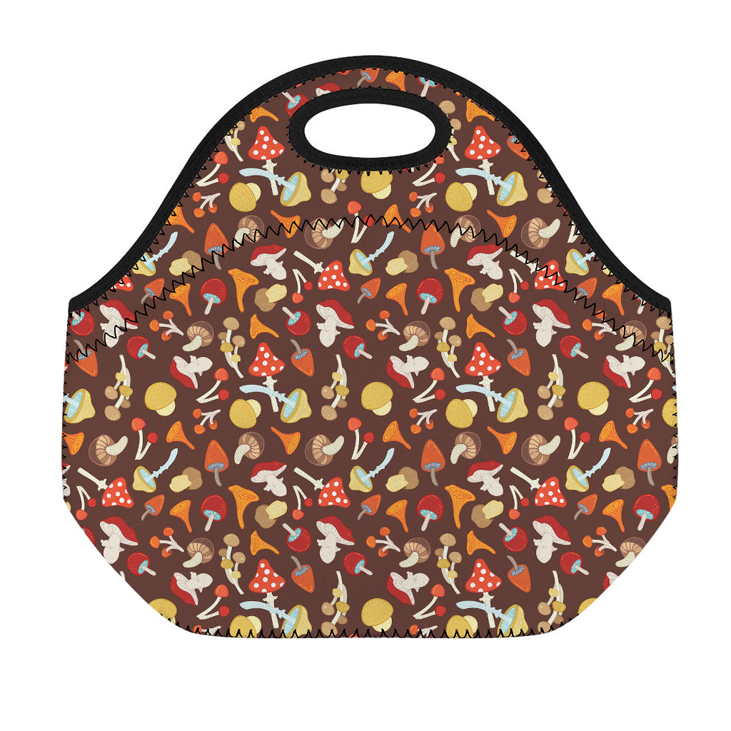 Cartoon Mushroom Pattern Print Neoprene Lunch Bag