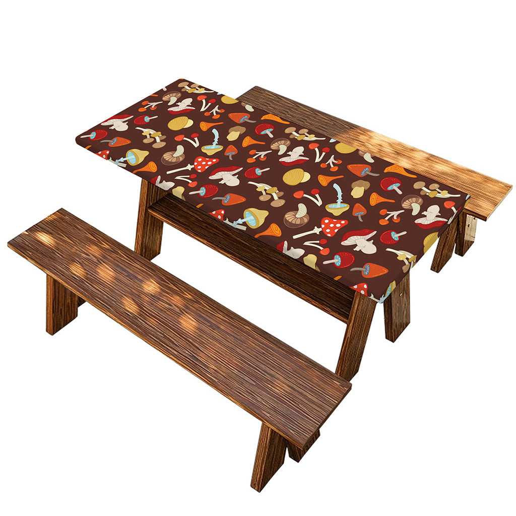 Cartoon Mushroom Pattern Print Picnic Table Cover