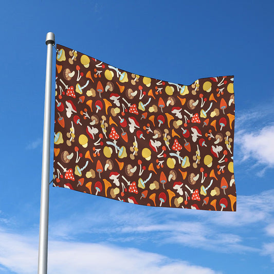Cartoon Mushroom Pattern Print Polyester Flag