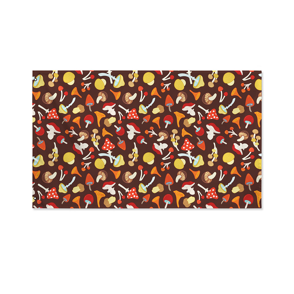 Cartoon Mushroom Pattern Print Polyester Flag