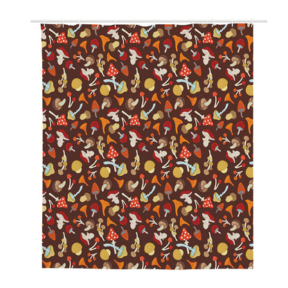 Cartoon Mushroom Pattern Print Polyester Shower Curtain