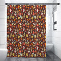 Cartoon Mushroom Pattern Print Premium Shower Curtain