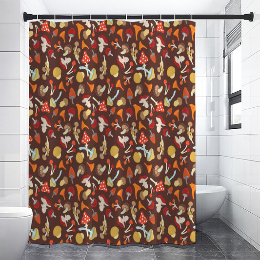 Cartoon Mushroom Pattern Print Premium Shower Curtain