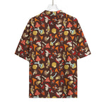 Cartoon Mushroom Pattern Print Rayon Hawaiian Shirt
