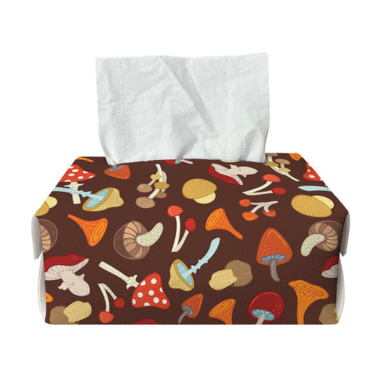 Cartoon Mushroom Pattern Print Rectangle Tissue Box Cover