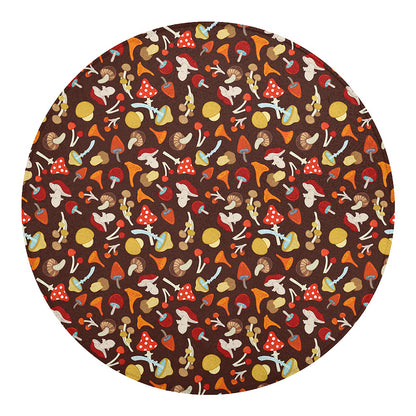 Cartoon Mushroom Pattern Print Round Blanket