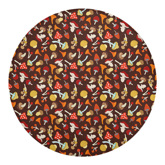 Cartoon Mushroom Pattern Print Round Blanket