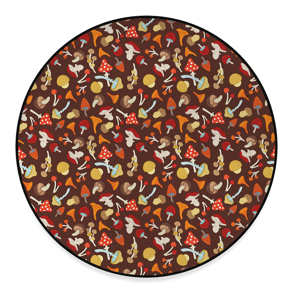 Cartoon Mushroom Pattern Print Round Floor Mat