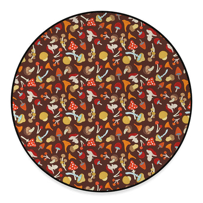 Cartoon Mushroom Pattern Print Round Floor Mat