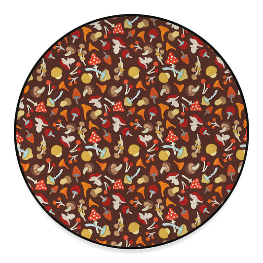 Cartoon Mushroom Pattern Print Round Floor Mat