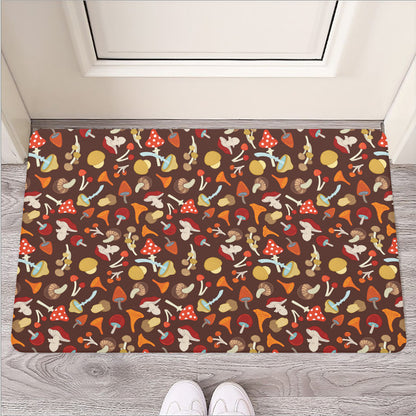 Cartoon Mushroom Pattern Print Rubber Doormat