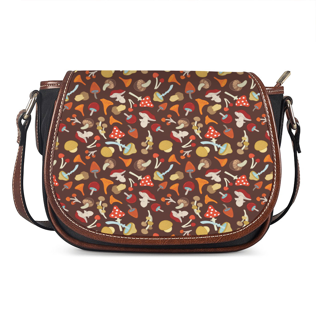 Cartoon Mushroom Pattern Print Saddle Bag