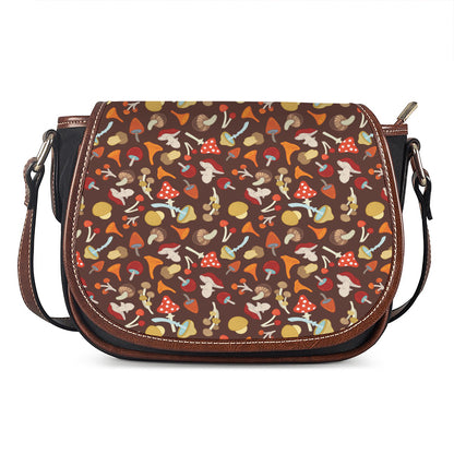Cartoon Mushroom Pattern Print Saddle Bag