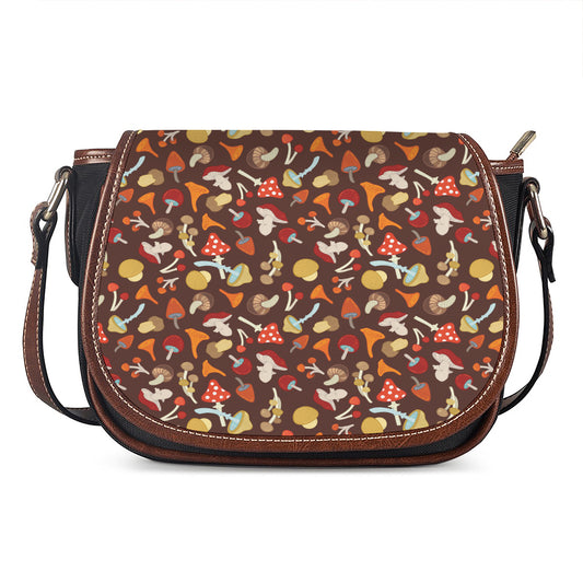 Cartoon Mushroom Pattern Print Saddle Bag