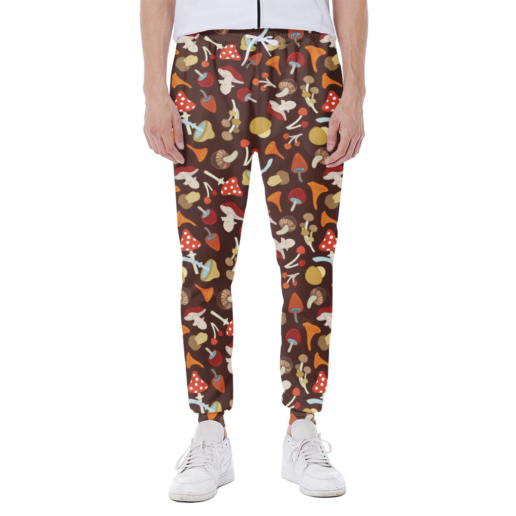 Cartoon Mushroom Pattern Print Scuba Joggers