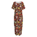 Cartoon Mushroom Pattern Print Short Sleeve Long Nightdress