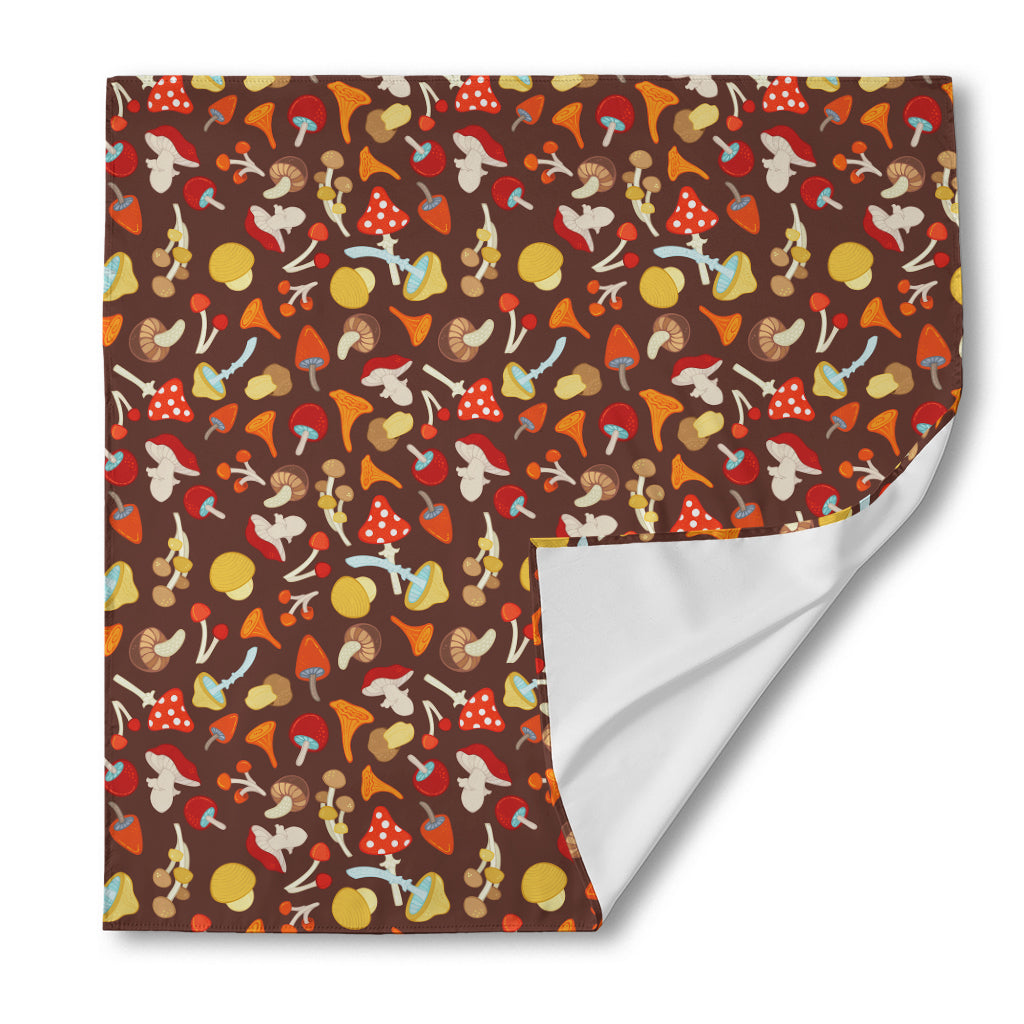 Cartoon Mushroom Pattern Print Silk Bandana