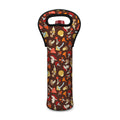 Cartoon Mushroom Pattern Print Single Neoprene Wine Tote