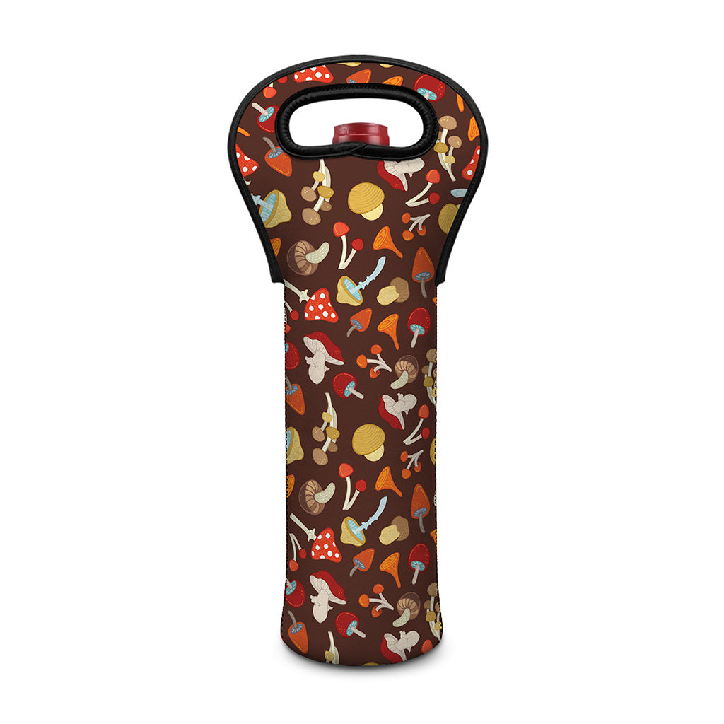 Cartoon Mushroom Pattern Print Single Neoprene Wine Tote