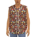 Cartoon Mushroom Pattern Print Sleeveless Baseball Jersey