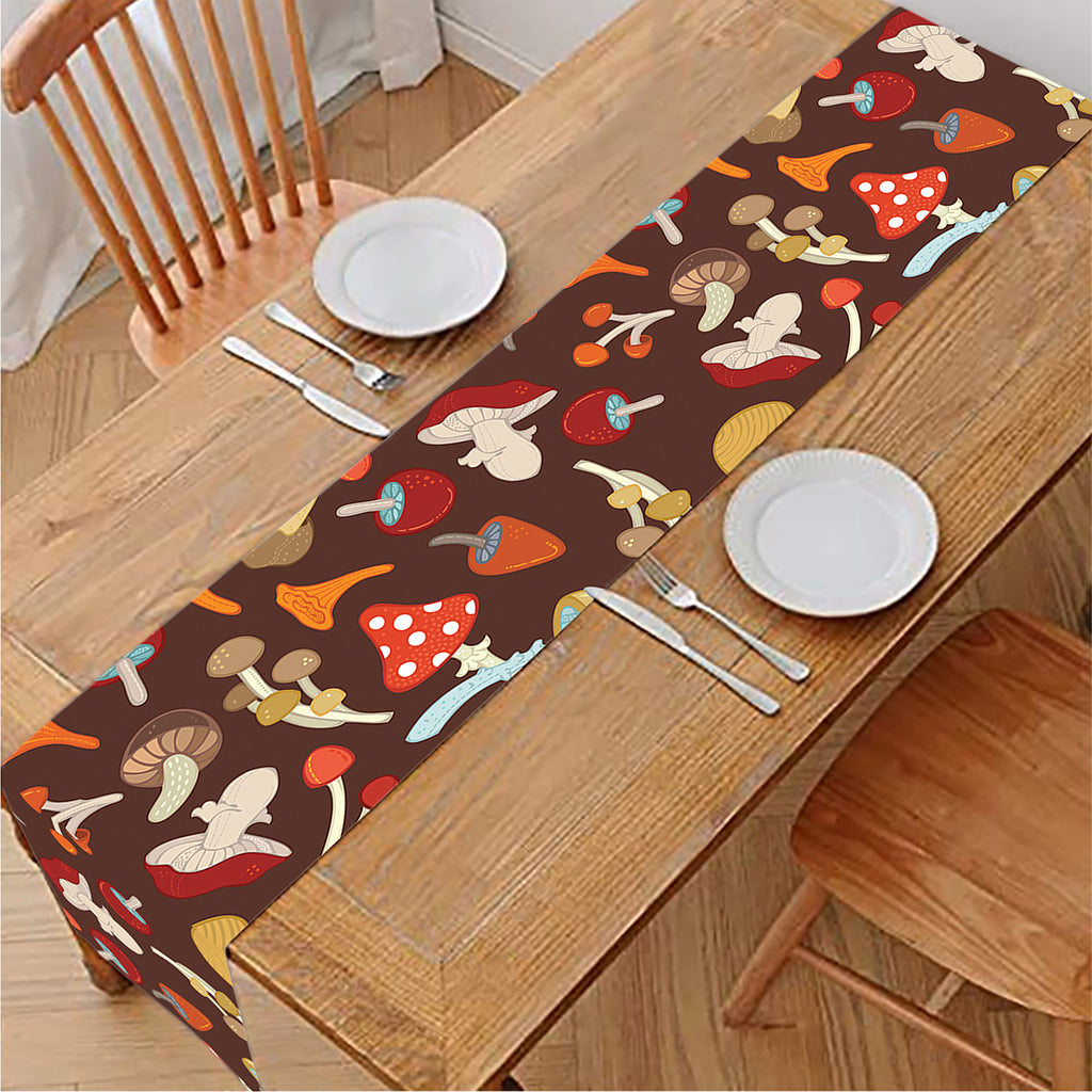 Cartoon Mushroom Pattern Print Table Runner