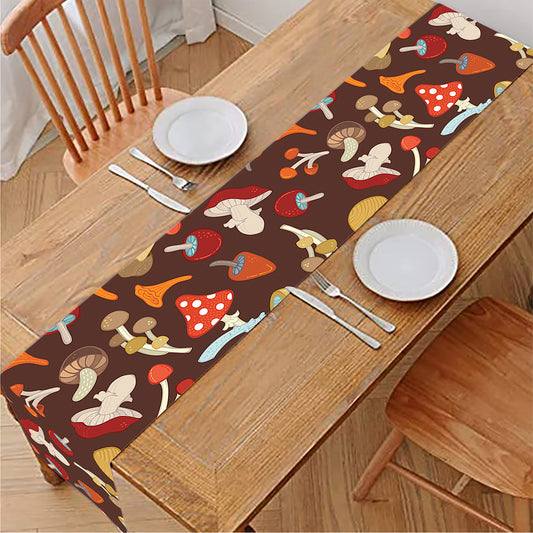 Cartoon Mushroom Pattern Print Table Runner