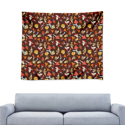 Cartoon Mushroom Pattern Print Tapestry