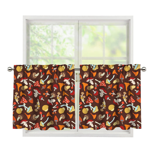 Cartoon Mushroom Pattern Print Tier Curtains
