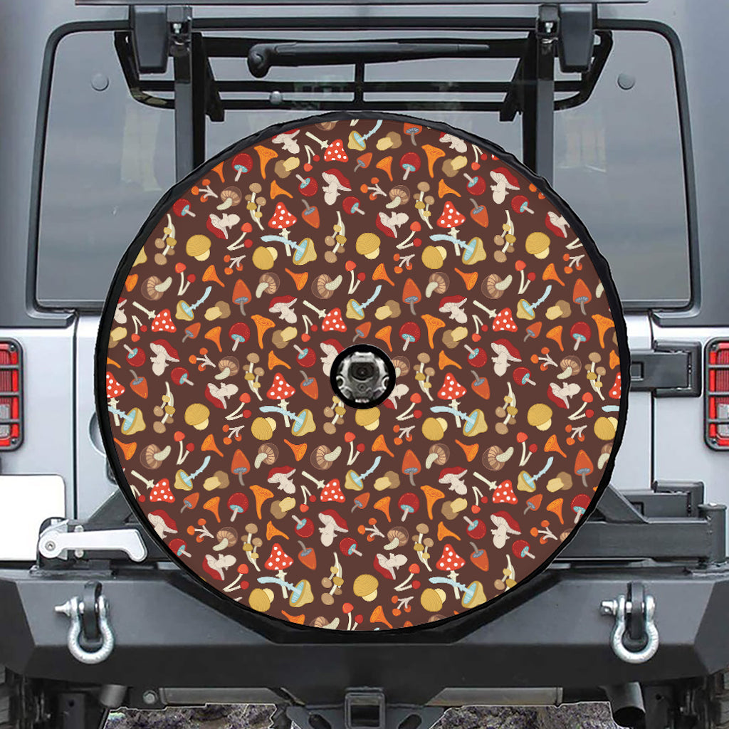 Cartoon Mushroom Pattern Print Tire Cover With Camera Hole