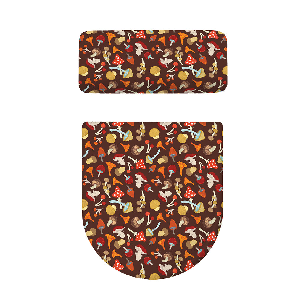 Cartoon Mushroom Pattern Print Toilet Lid And Tank Cover Set
